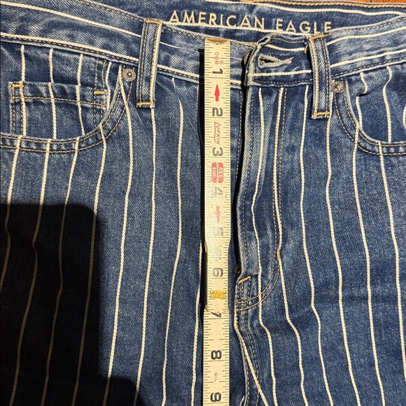 American Eagle Outfitters Denim Mom Jeans with White Stripes Size 8 Regular - Picture 6 of 12